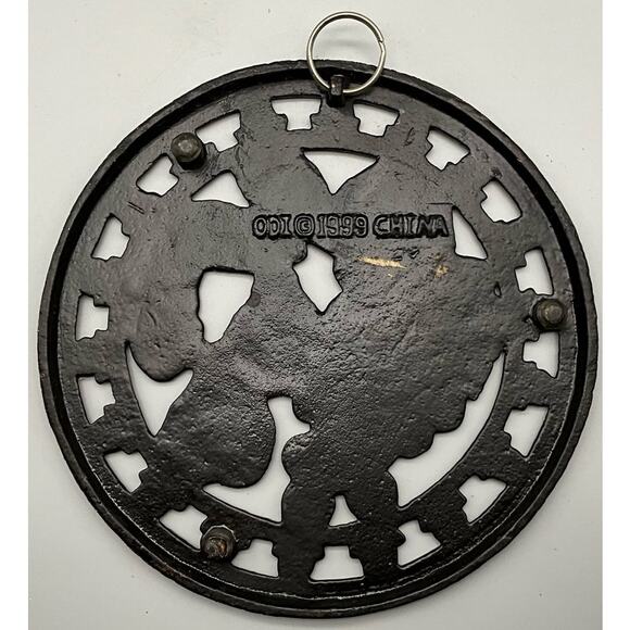 Cast Iron ODI 1999 Brass Trivet Hall Hanging Decoration Fruit & Leaves Pattern - Picture 2 of 5